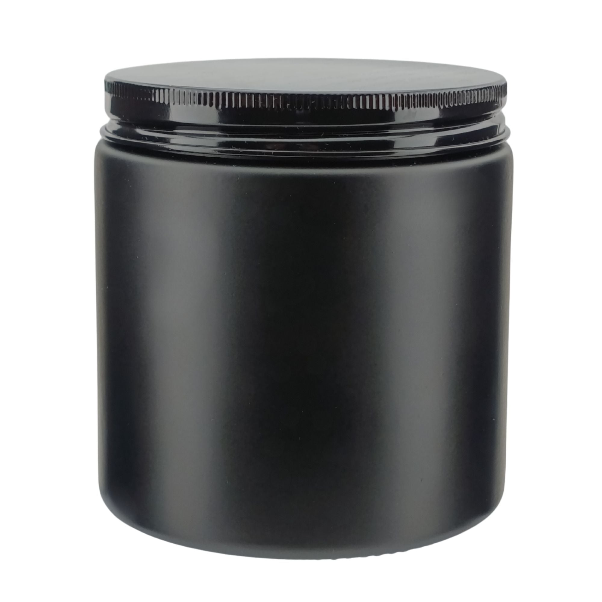 510ml - Miami Vaso de vidrio con rosca para velas - Frasco Negro Mate con Tapa Negra