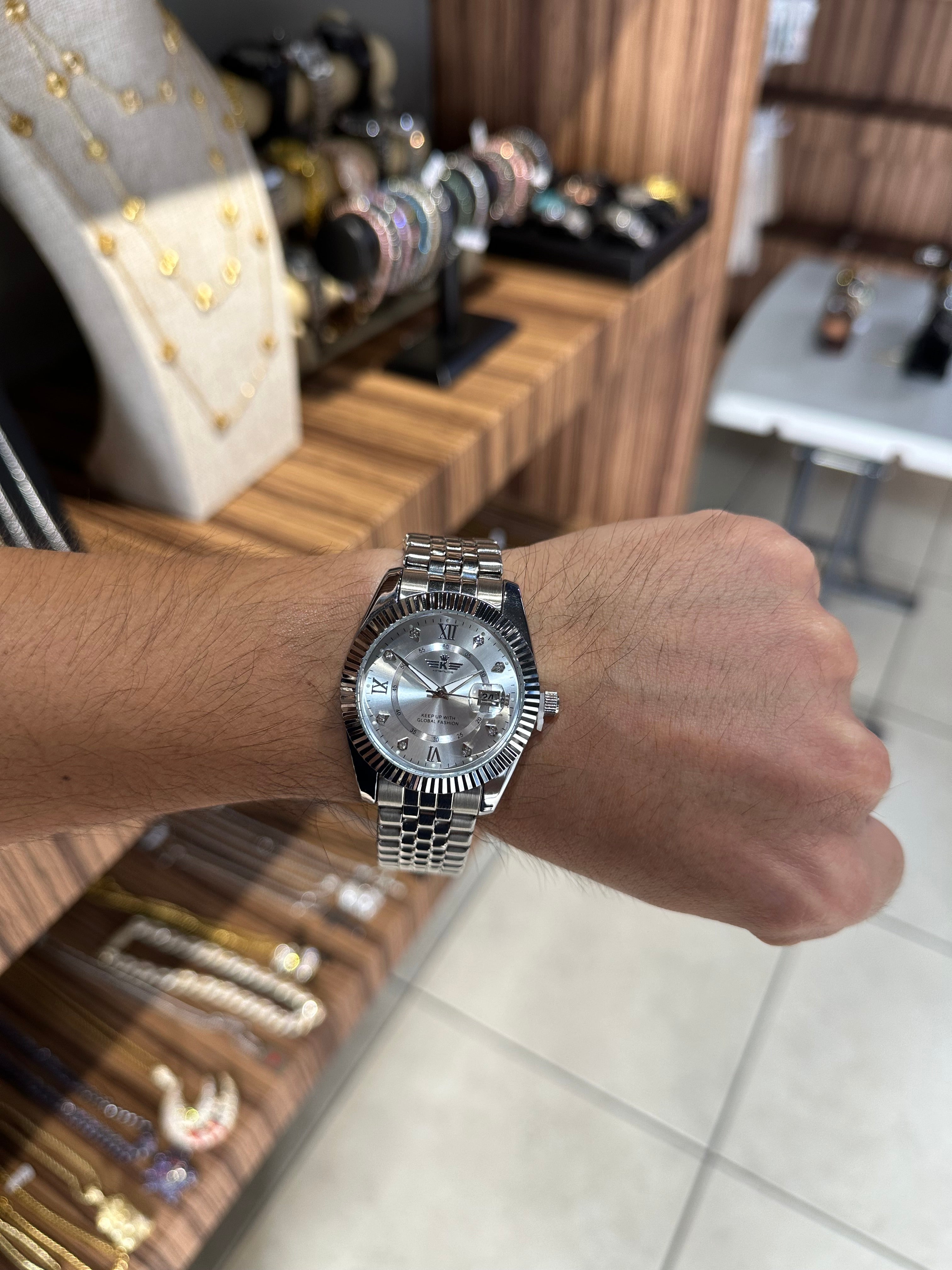 Reloj Tipo Rlx Plata Blanco