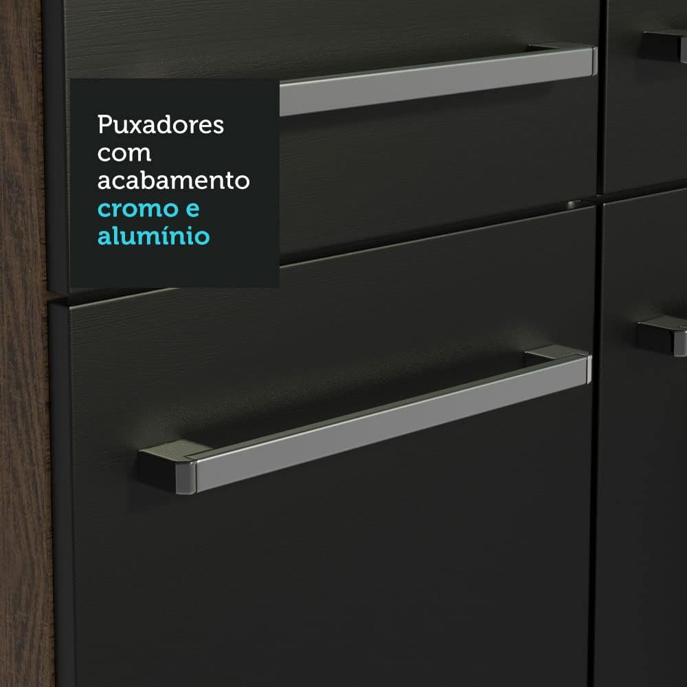 Madesa Armario Esquinero Completo 417 cm Emilly 02 - Negro/Marrón