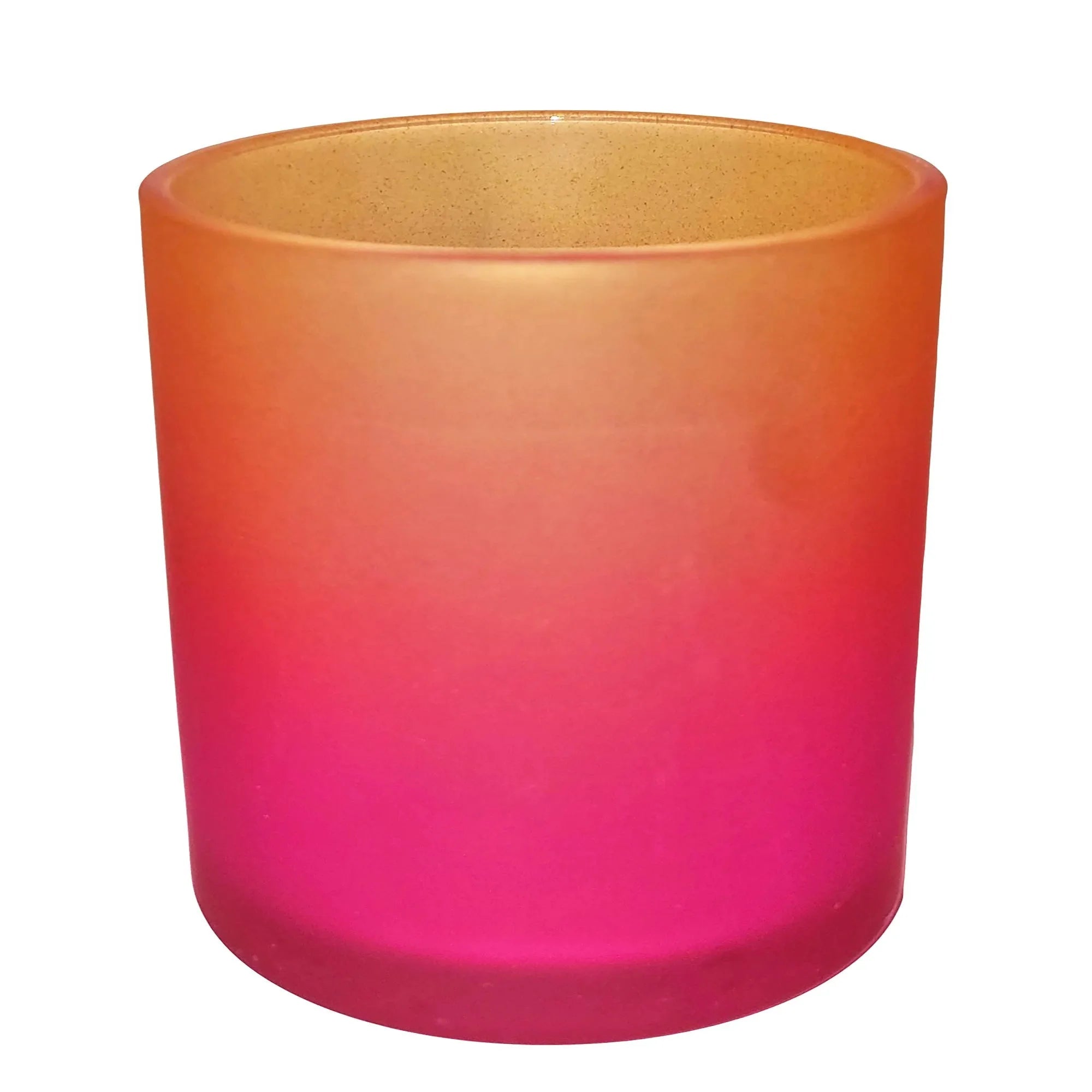 EOL - 560ml - Mónaco Vaso de vidrio para velas - Frasco con 2 colores: Naranja y Fucsia Satinado