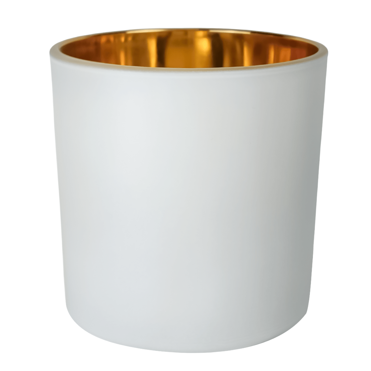 560ml - Mónaco Vaso de vidrio para velas - Frasco Blanco Mate / Dorado Metálico