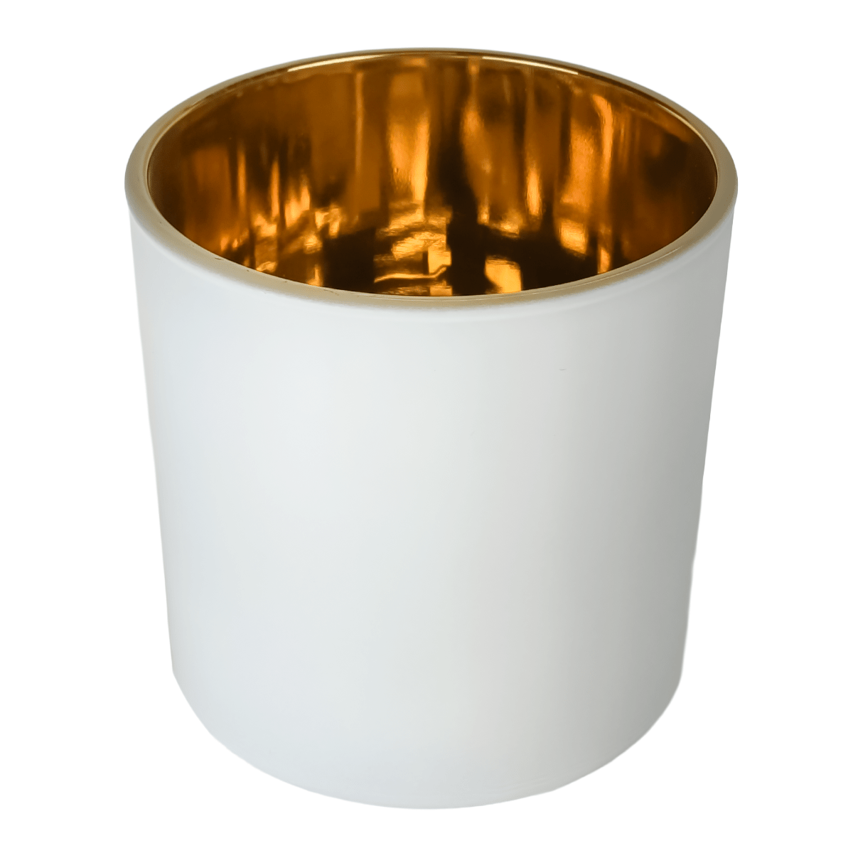 560ml - Mónaco Vaso de vidrio para velas - Frasco Blanco Mate / Dorado Metálico