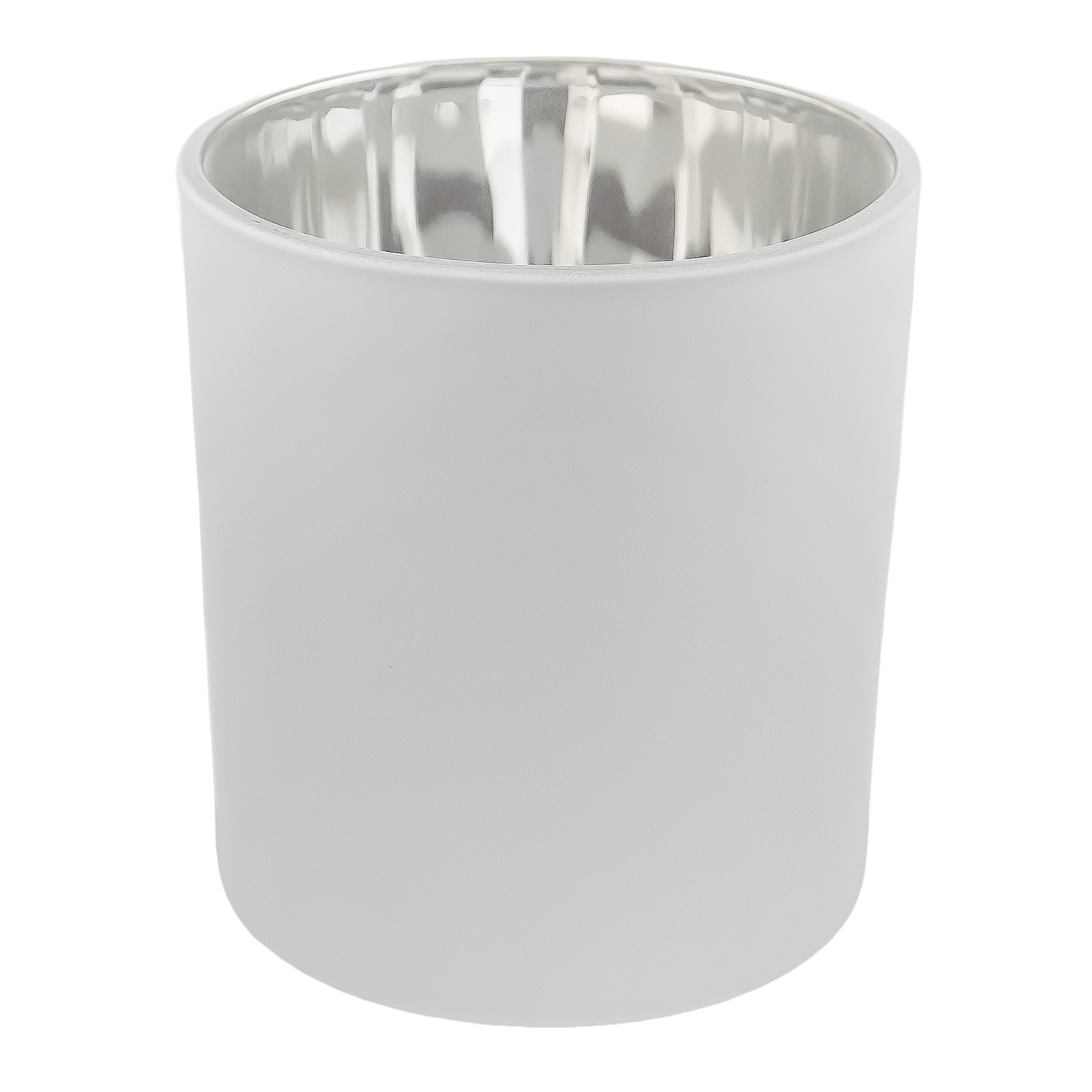 EOL - 560ml - Mónaco Vaso de vidrio para velas - Frasco Blanco Mate / Plata Metálico