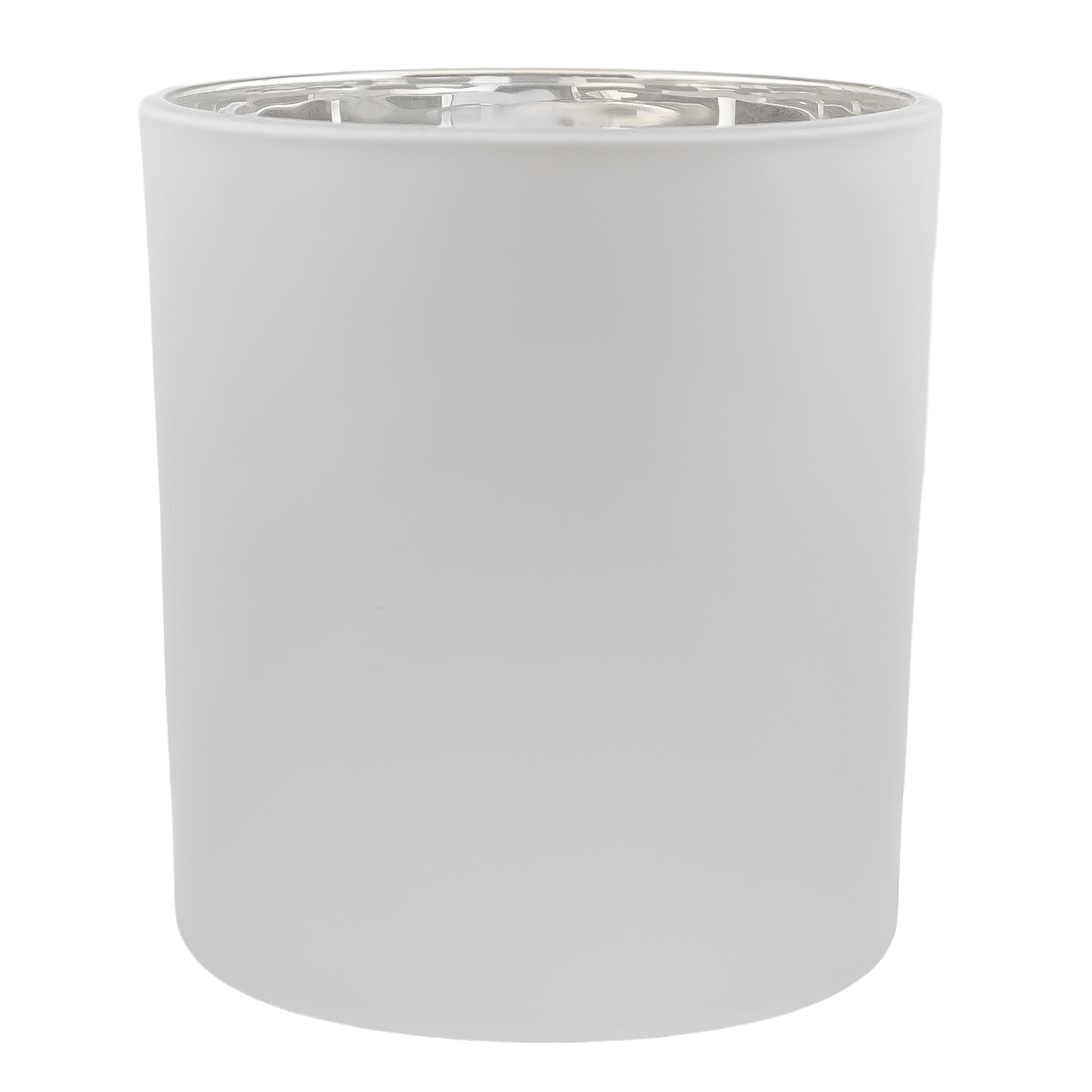 EOL - 560ml - Mónaco Vaso de vidrio para velas - Frasco Blanco Mate / Plata Metálico