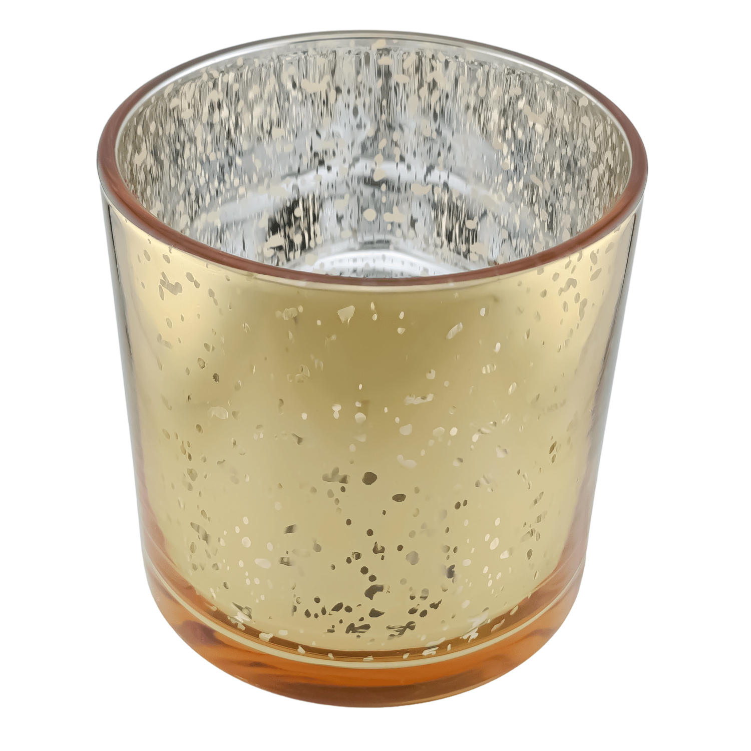 560ml - Mónaco Vaso de vidrio para velas - Frasco Dorado con Salpicaduras Metálico