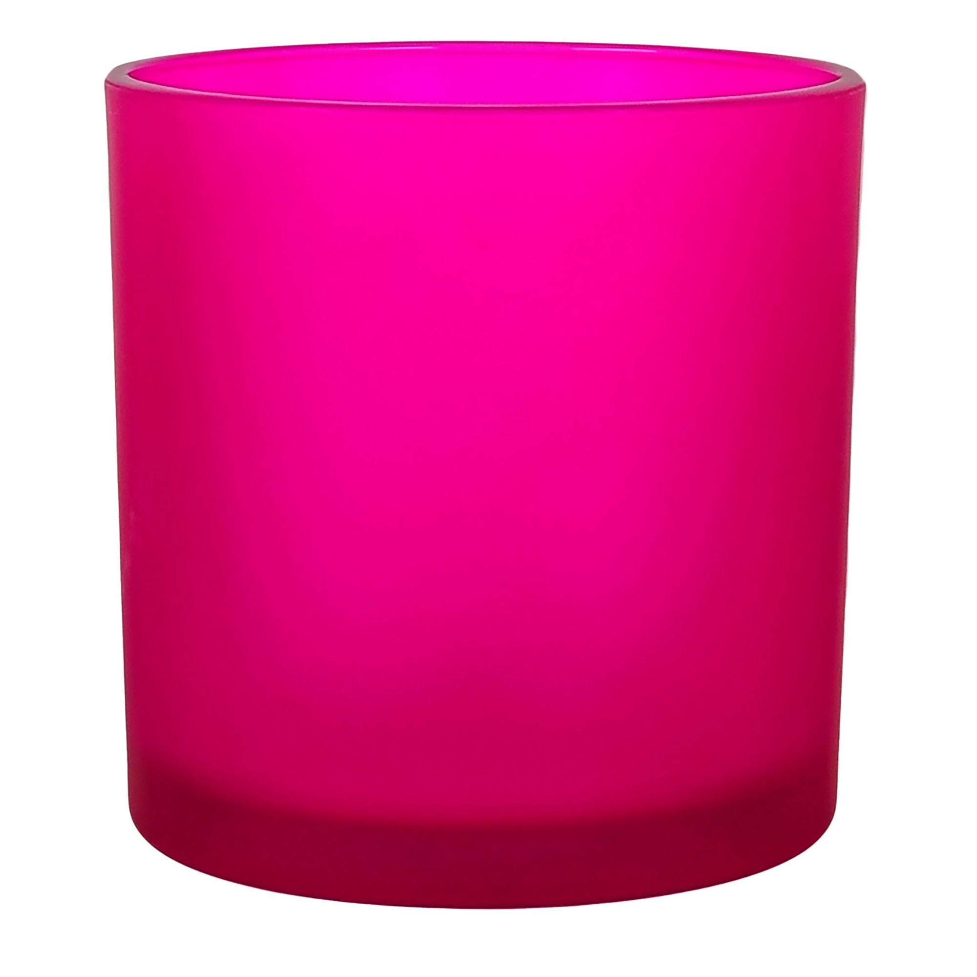 560ml - Mónaco Vaso de vidrio para velas - Frasco Fucsia Satinado