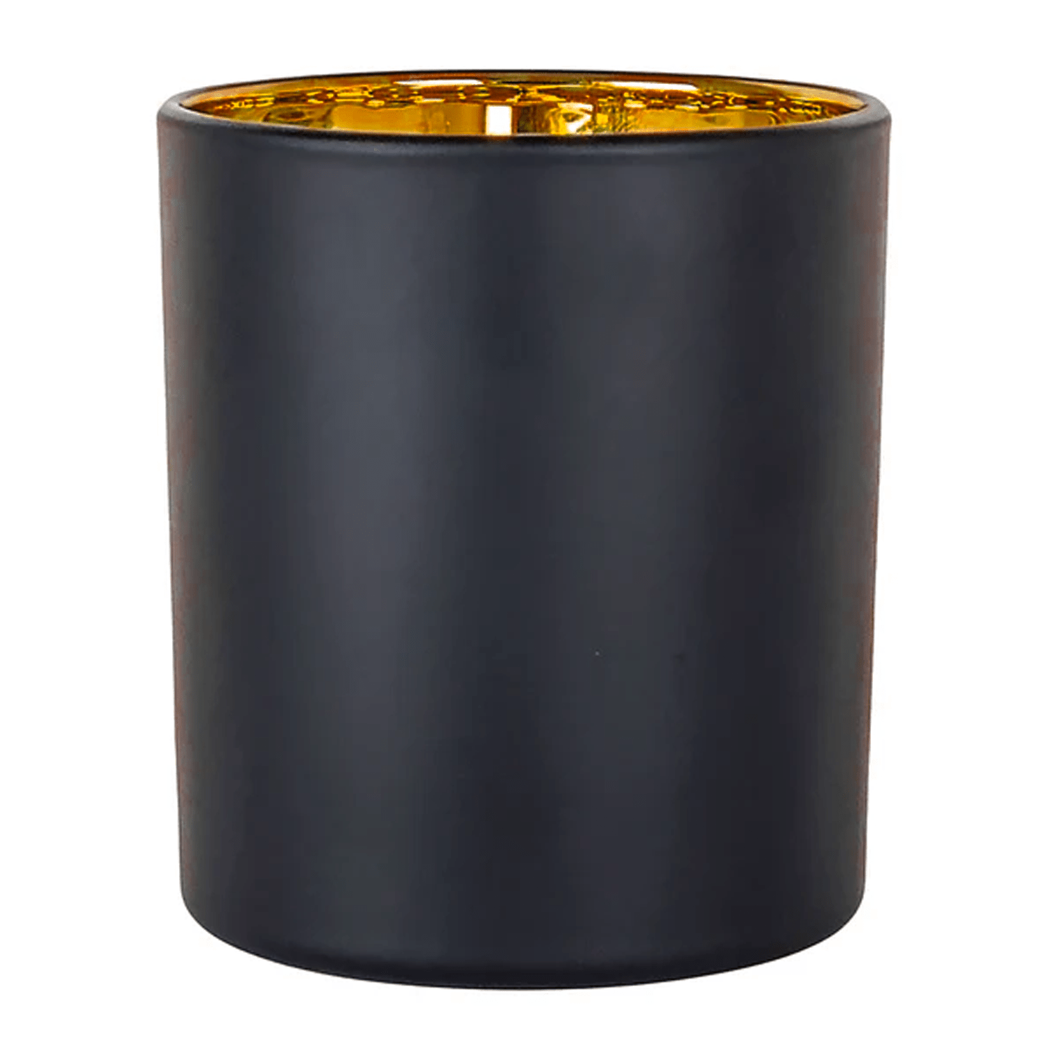 560ml - Mónaco Vaso de vidrio para velas - Frasco Negro Mate / Dorado Metalico