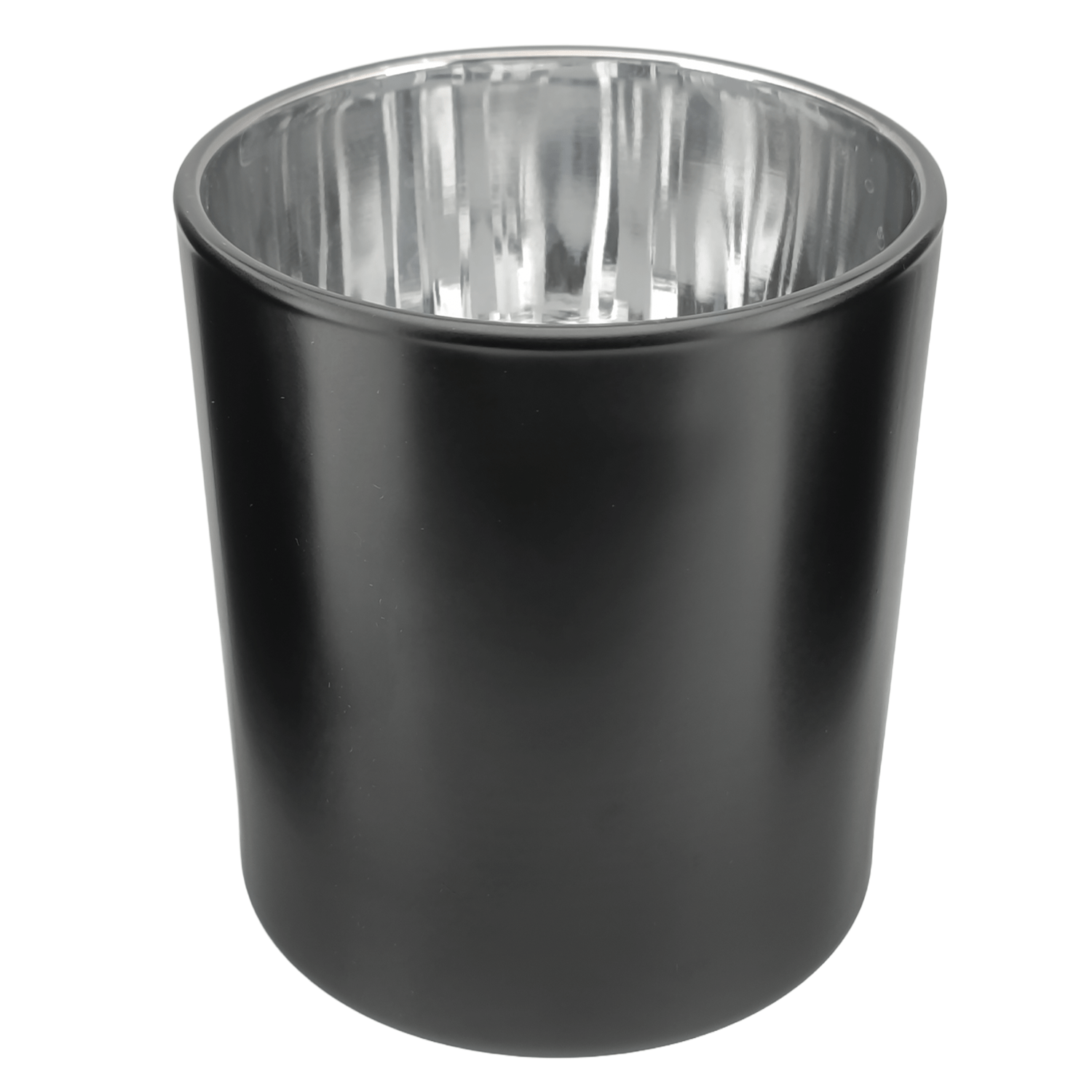 EOL - 560ml - Mónaco Vaso de vidrio para velas - Frasco Negro Mate / Plata Metálico