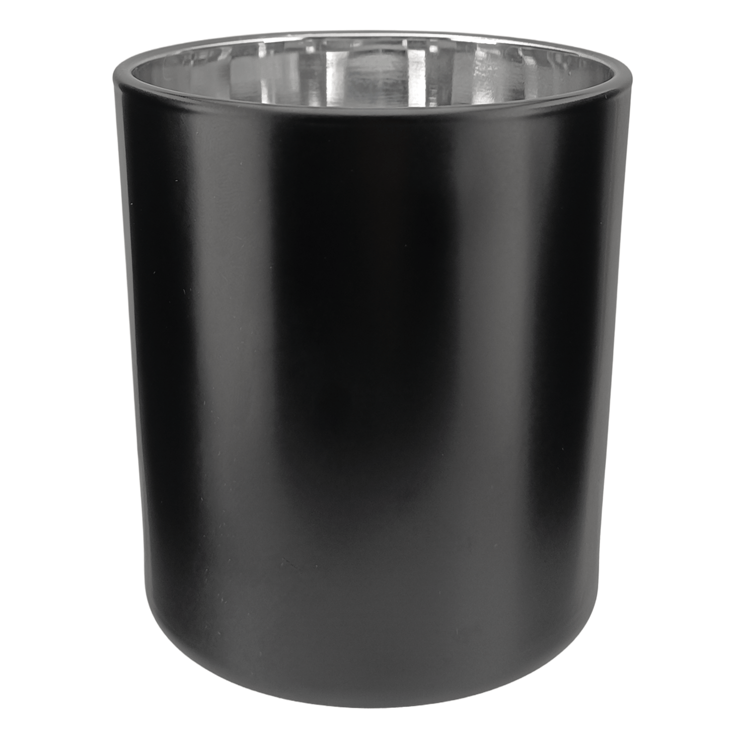 EOL - 560ml - Mónaco Vaso de vidrio para velas - Frasco Negro Mate / Plata Metálico