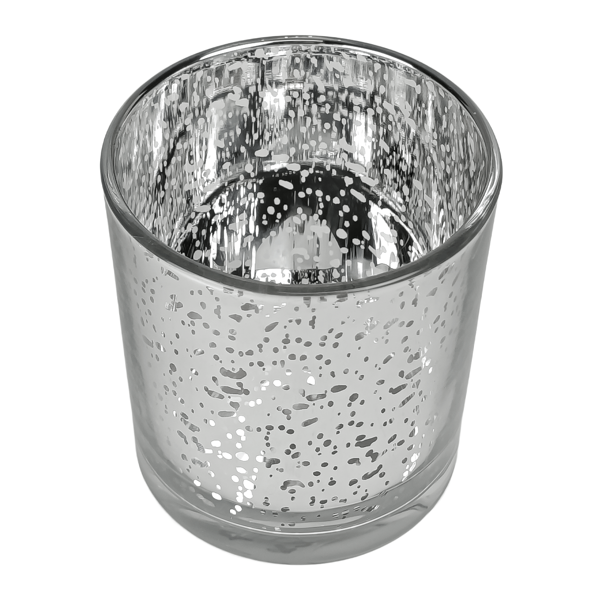 560ml - Mónaco Vaso de vidrio para velas - Frasco Plata Metálico con Salpicaduras