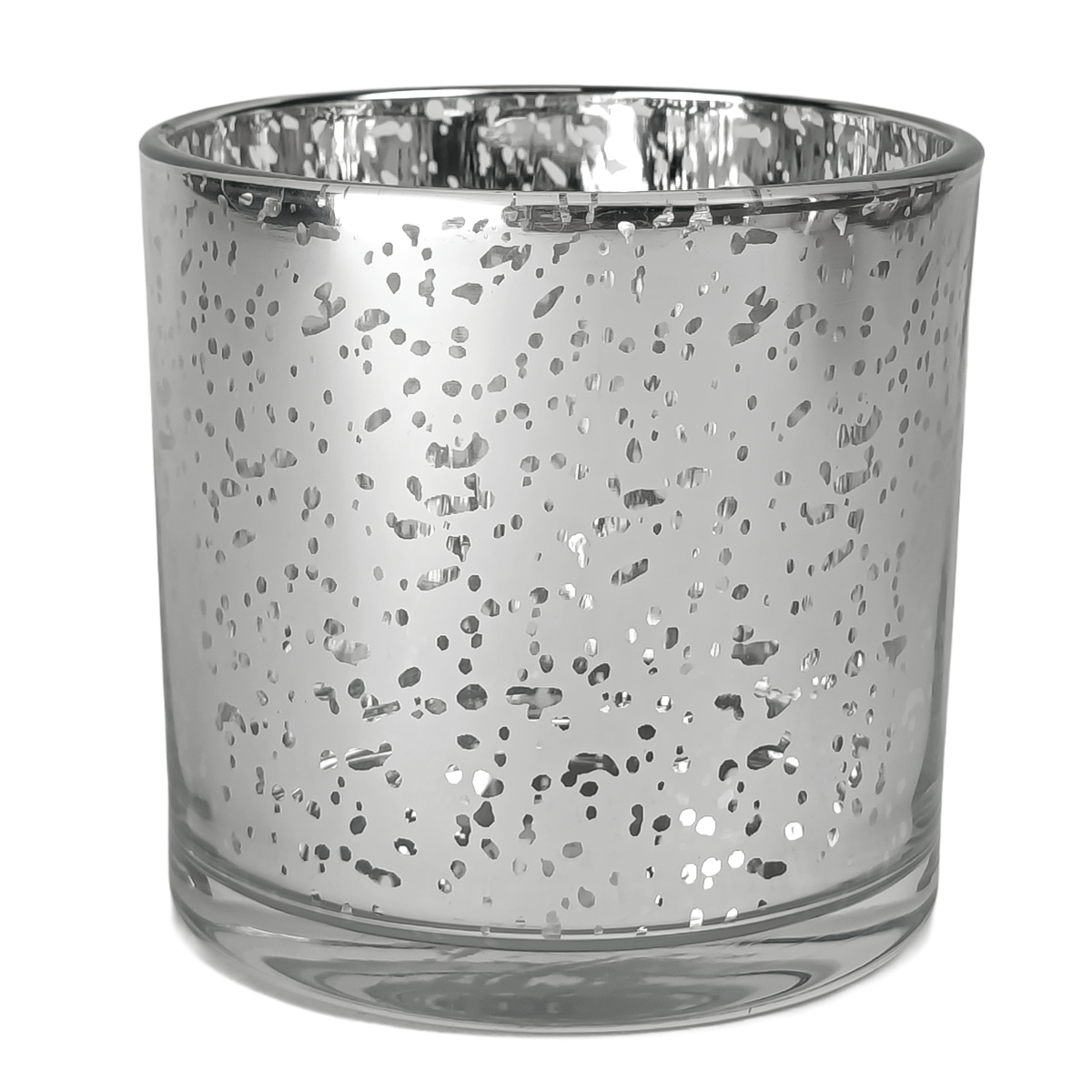 560ml - Mónaco Vaso de vidrio para velas - Frasco Plata Metálico con Salpicaduras