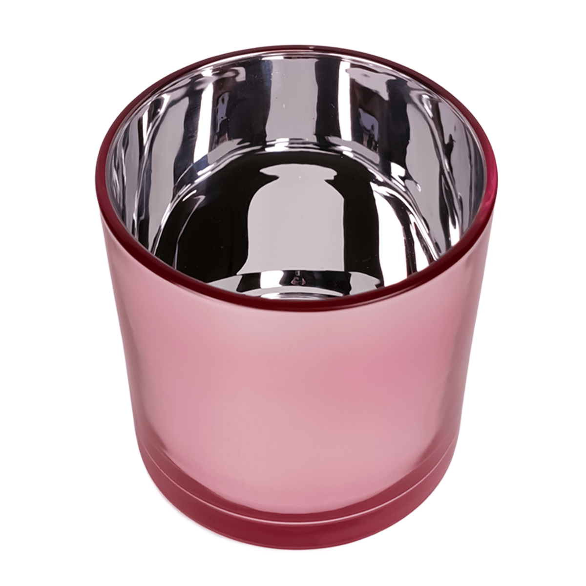 560ml - Mónaco Vaso de vidrio para velas - Frasco Rosa - Metálico