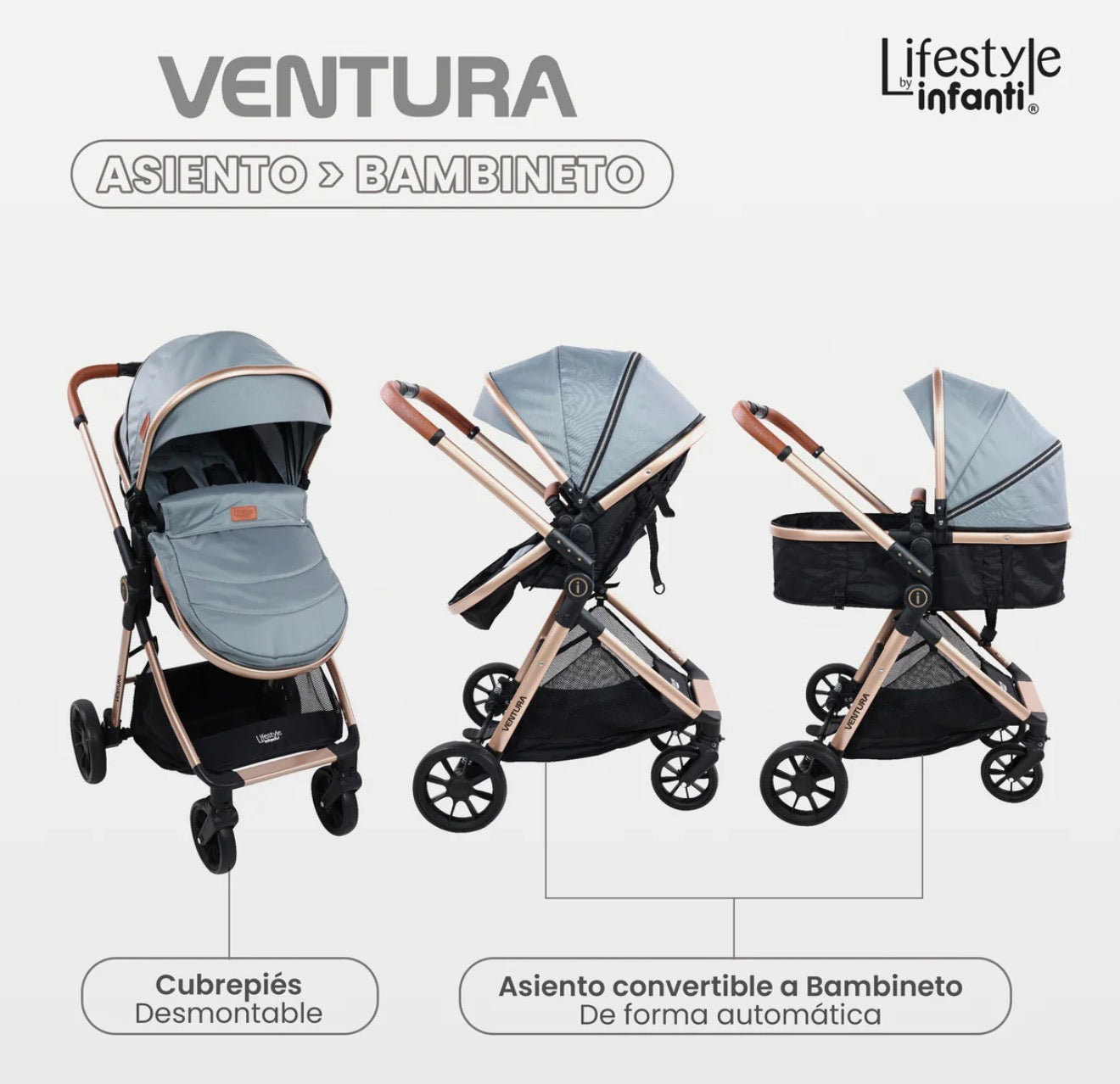 Carriola Travel System Con Base Ventura Lifestyle By Infanti Color Gris