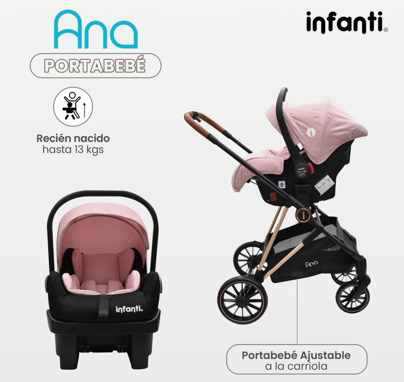Carriola Ana Infanti Con Sistema De Viaje Convertible A Bambineto