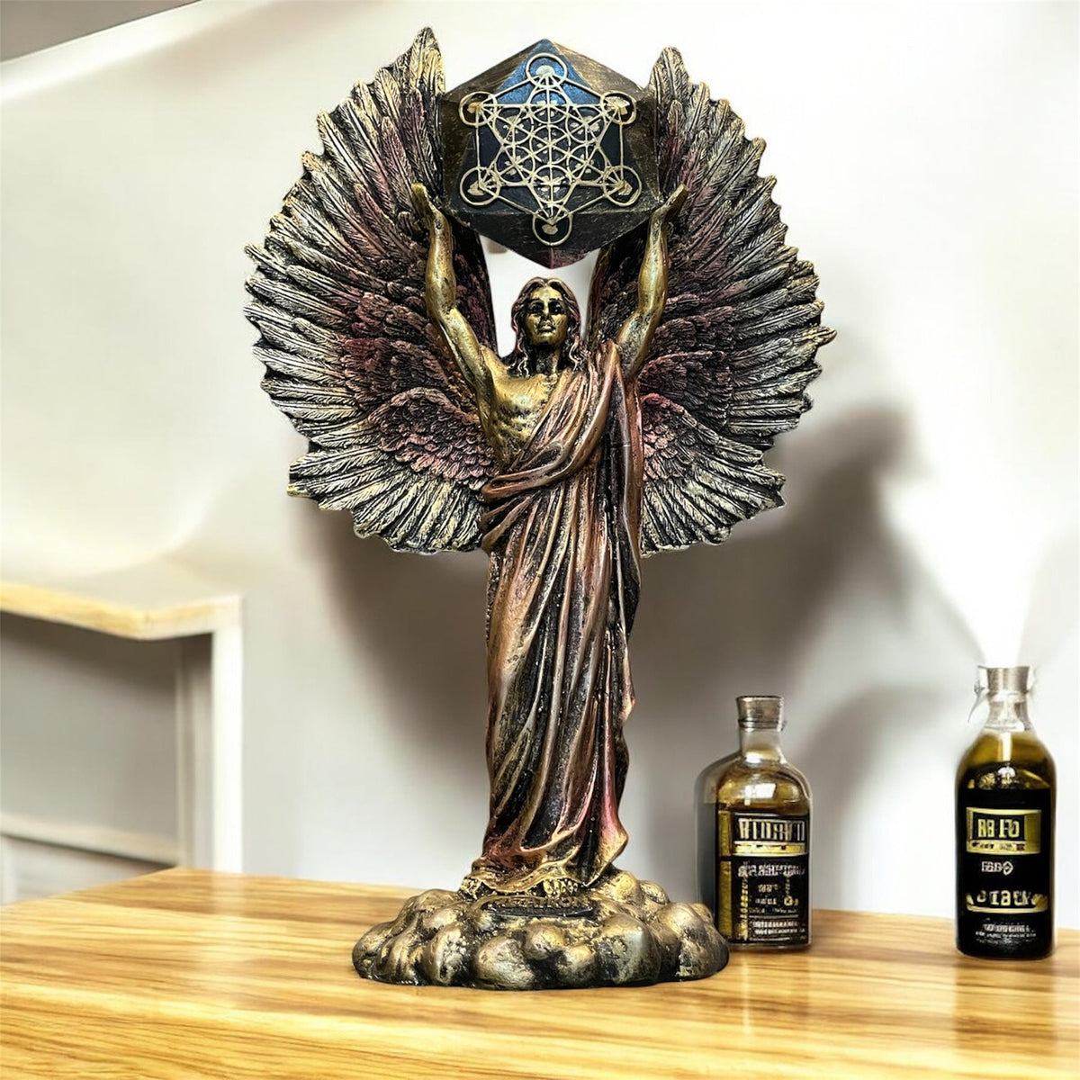 Metatron Arcangel Resina Nacional Pintado A Mano 32 Cm