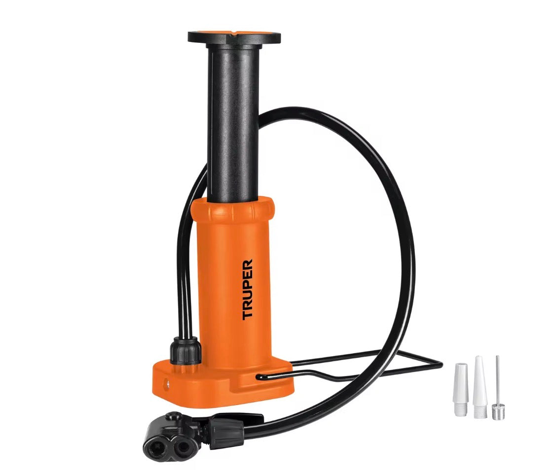 Bomba de Aire con Pedal Truper – Cabeza Dual para Válvula Schrader / Presta / Dunlop