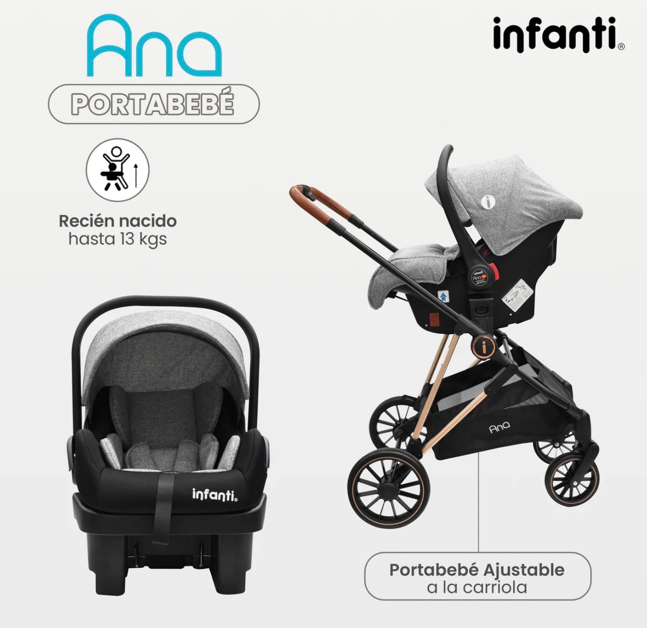 Carriola Ana Infanti Con Sistema De Viaje Convertible A Bambineto