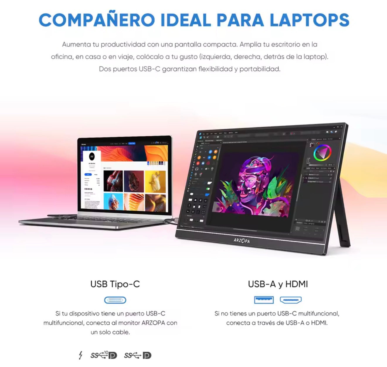 Monitor Portátil ARZOPA 15,6" FHD IPS