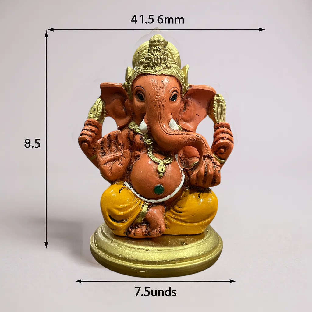 Ganesh 8.5 Cm Resina Nacional Pintado A Mano