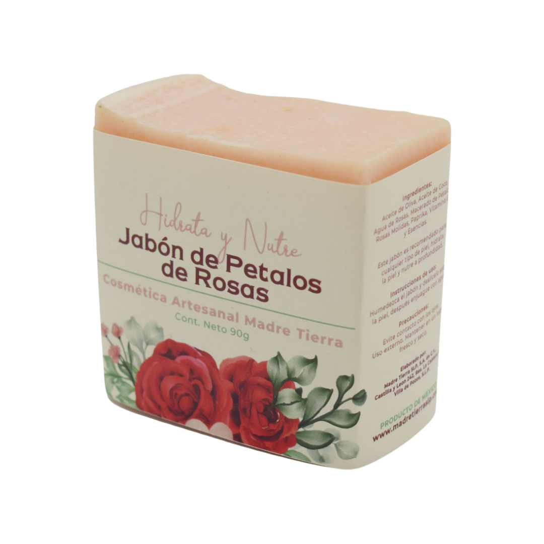 Jabón natural artesanal de pétalos de rosas 90gr.