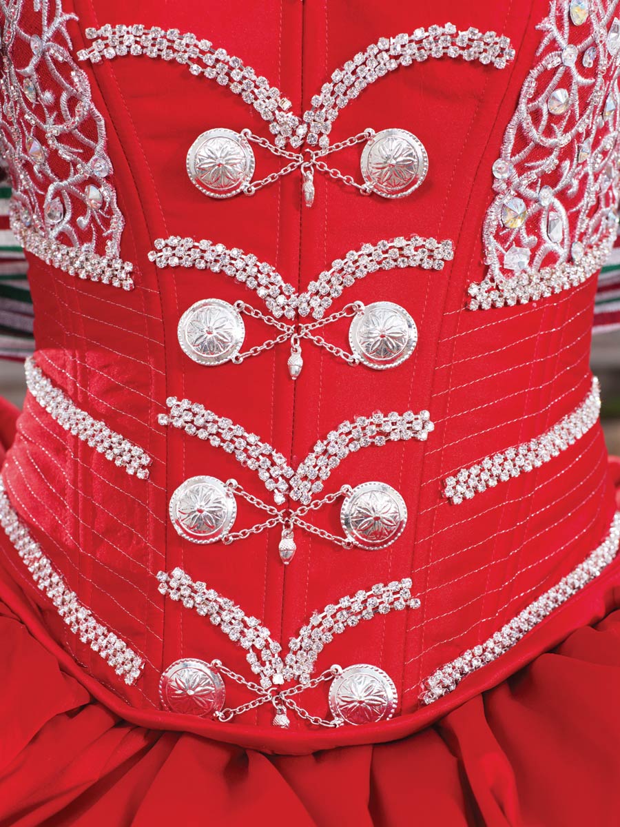 Vestido de Mujer El General CH-06 en 100% Poliéster Color Rojo/Plata 600015