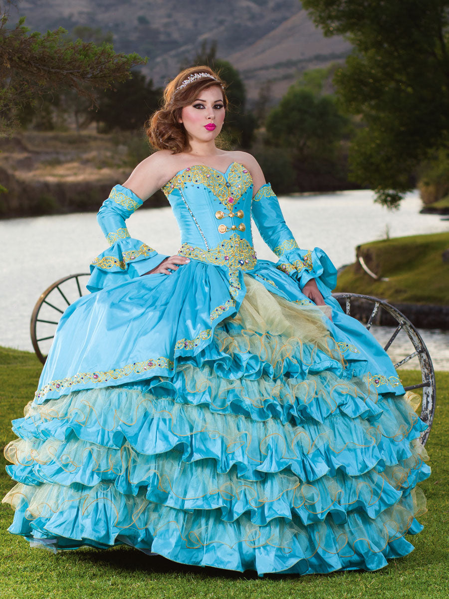Vestido de Mujer El General CH-03 en 100% Poliéster Color Azul/Oro 600019