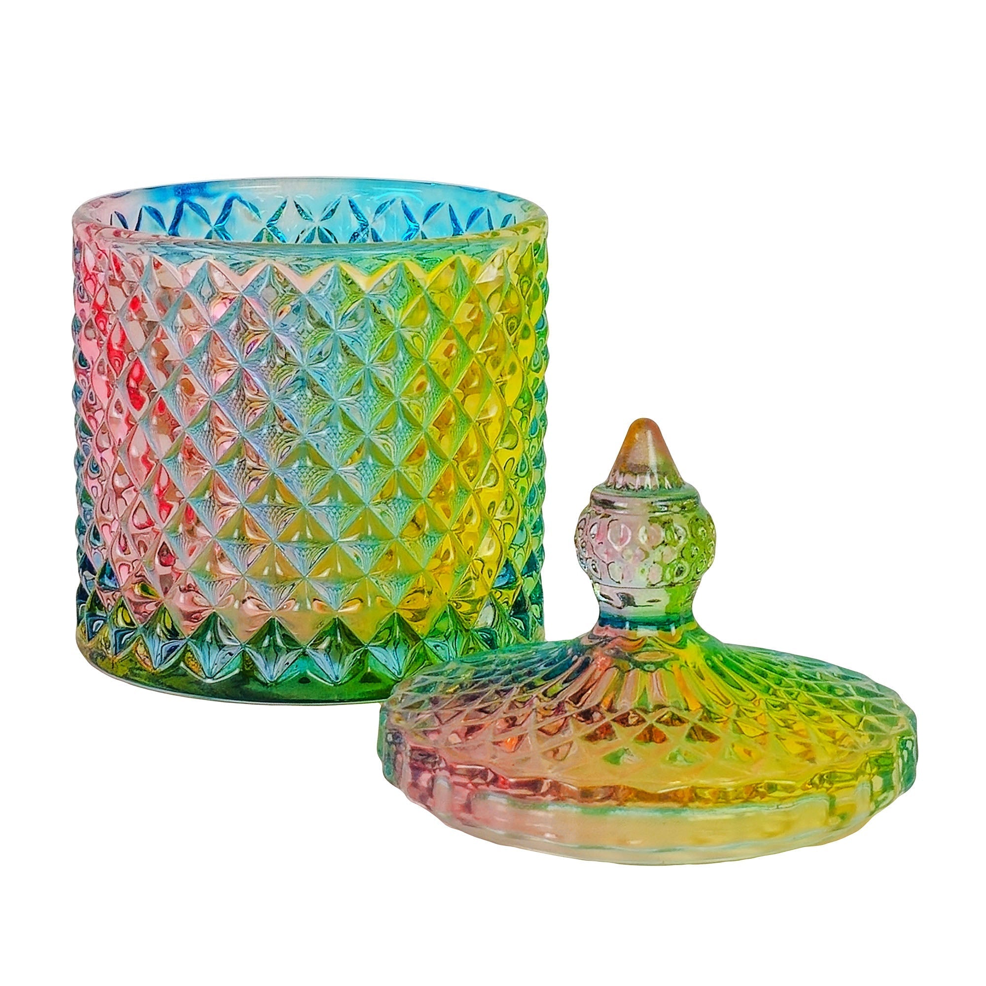 600ml - París Vaso de lujo de vidrio para velas - Frasco Arcoíris