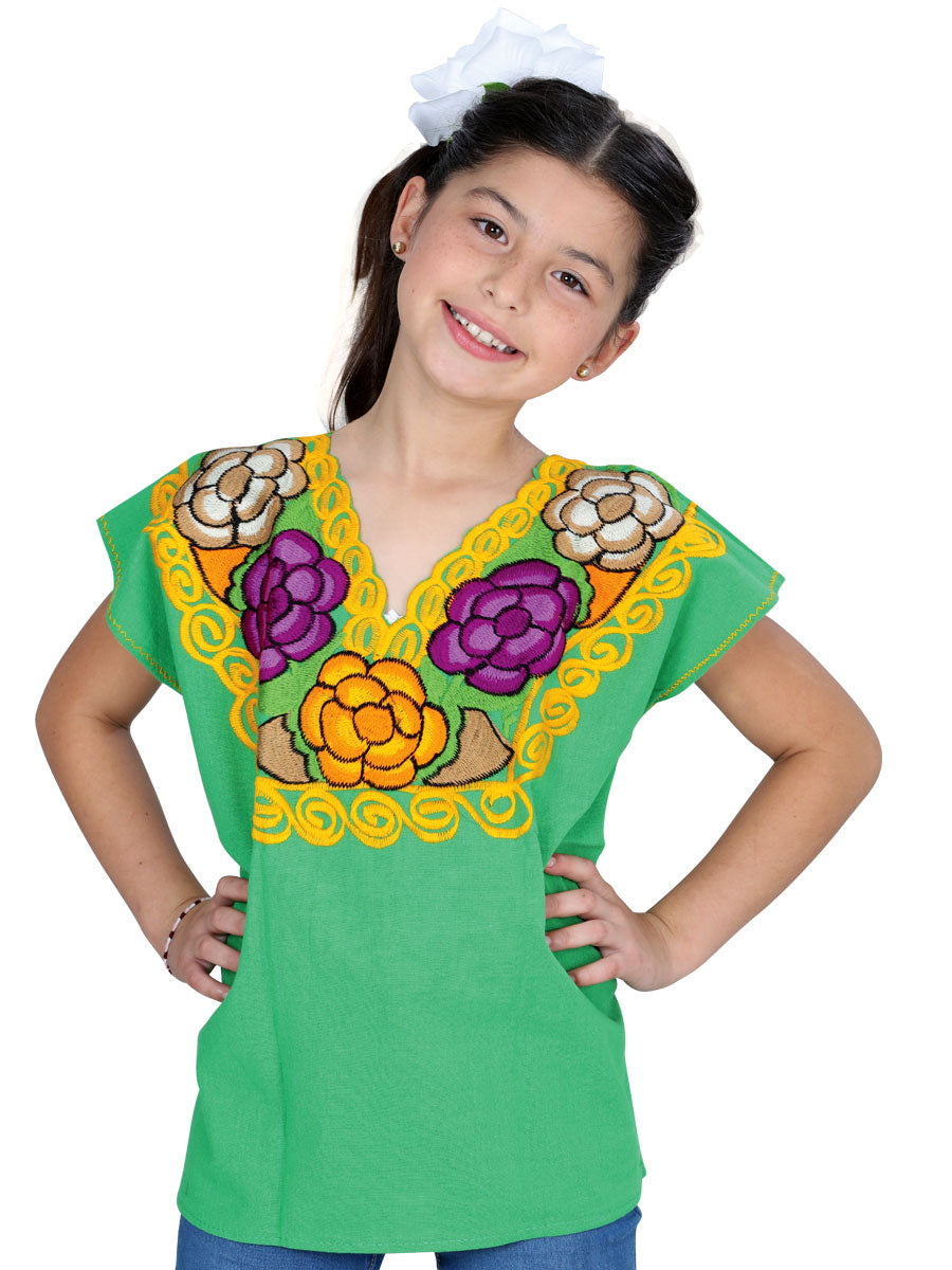 Blusa de Mujer Mis XV Primaveras Bordada/o Bordada en 100% Algodón Color Verde 601282