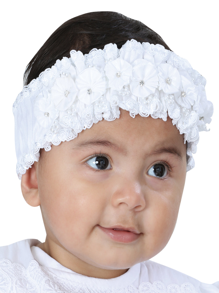 Diadema de Bebé Mis XV Primaveras en 100% Poliéster Color Blanco 601511
