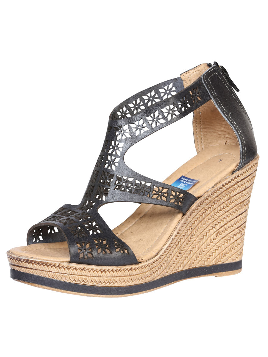 Huarache Mocasín de Mujer México Artesanal en Piel Color Negro 601941