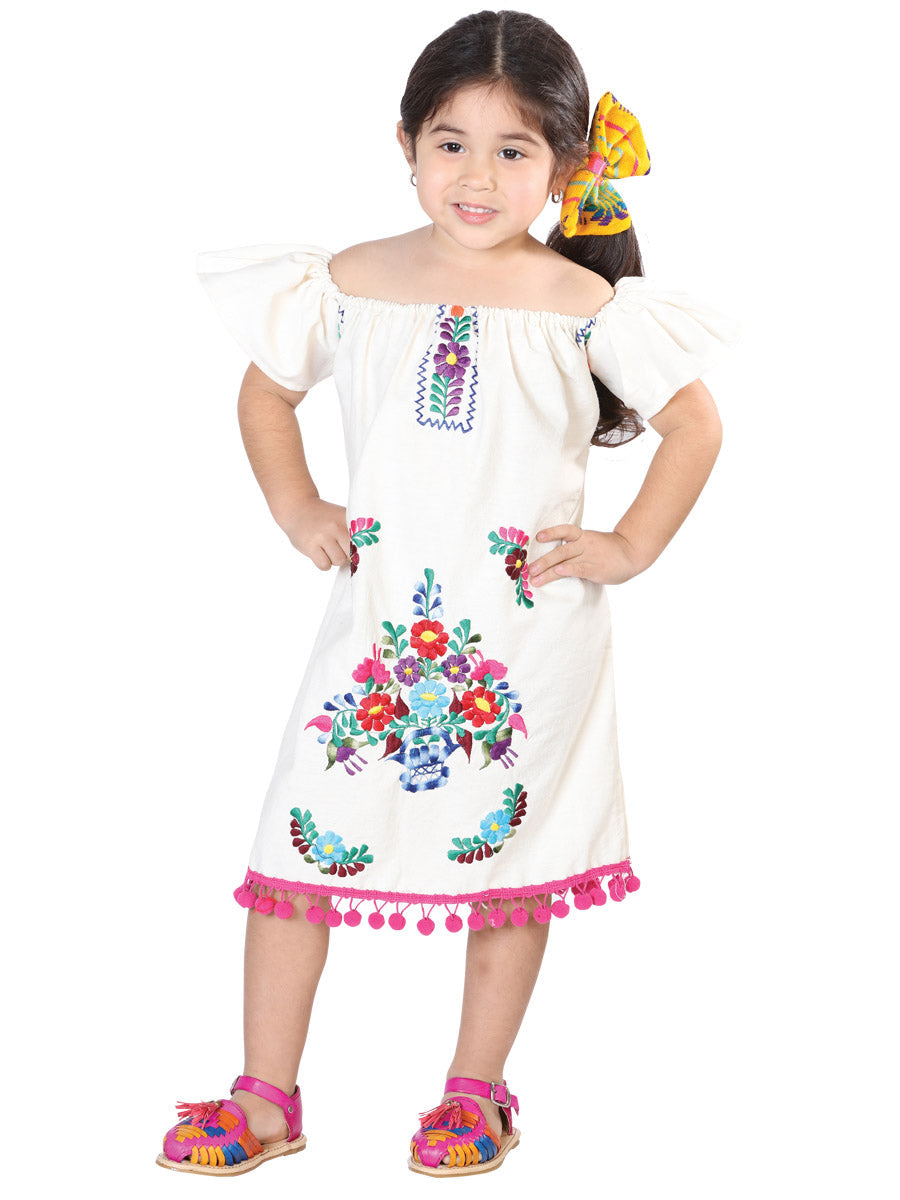 Vestido de Niña México Artesanal en 100% POPELINA Color Beige 602526
