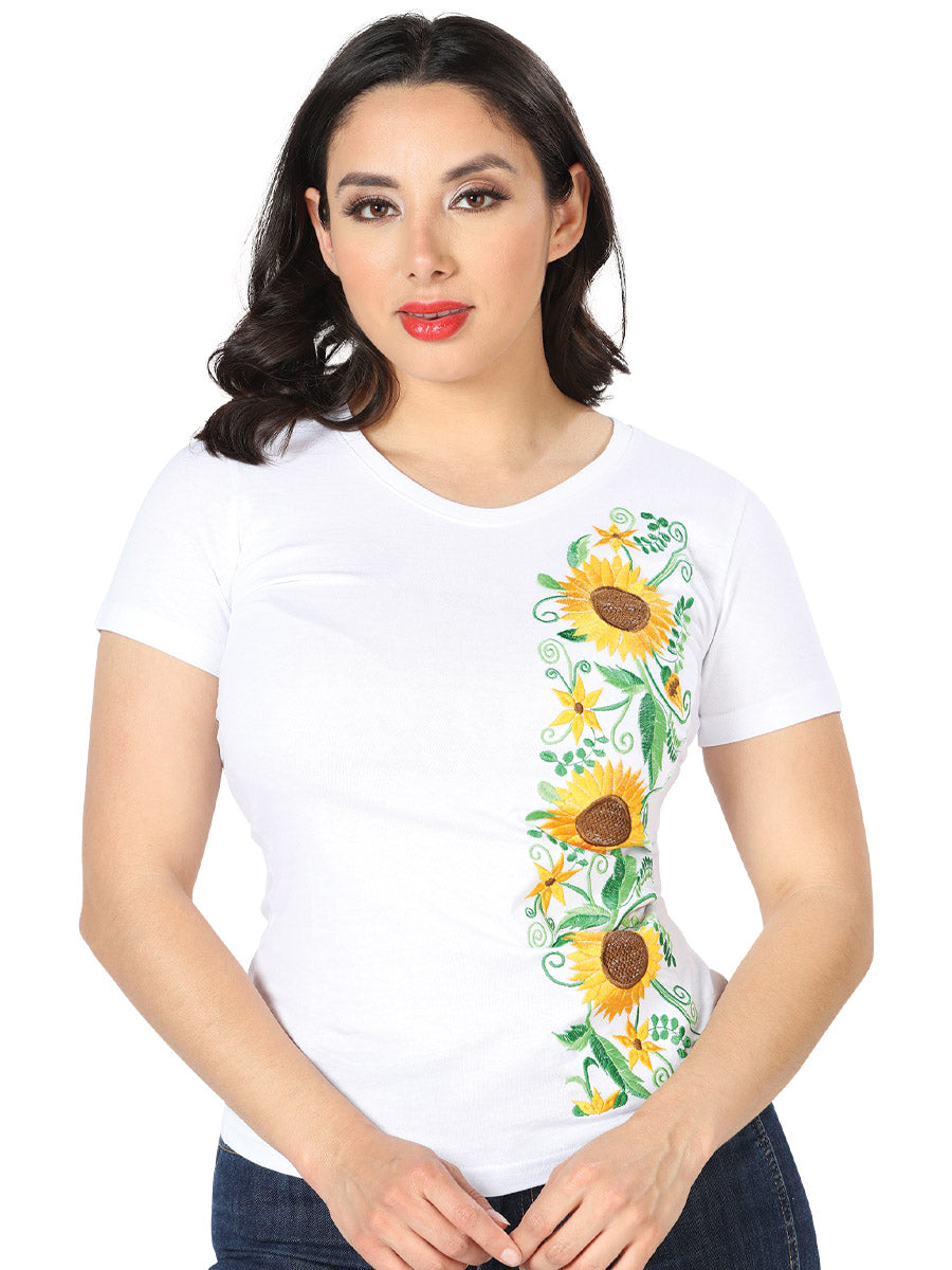 Playera de Mujer México Artesanal LMH12 Bordada Artesanal Color Blanco 602747