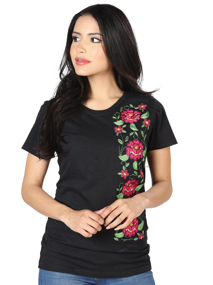 Playera de Mujer México Artesanal LCBT1 Bordada Artesanal Color Negro 602749