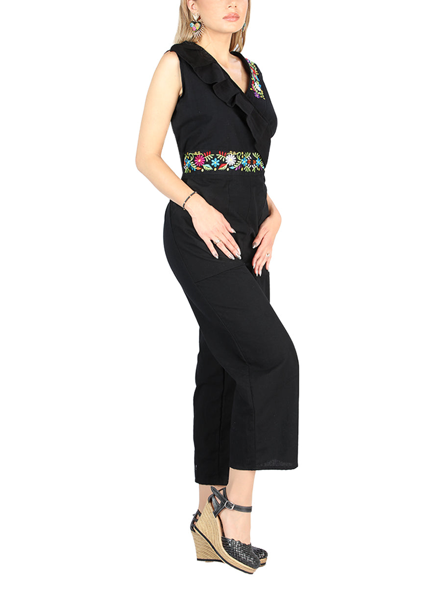 Artesanal Bordado Jumpsuit 100% Algodón Negro El General Bordada Charro Artesanal en 100% Algodón Color Negro 604047