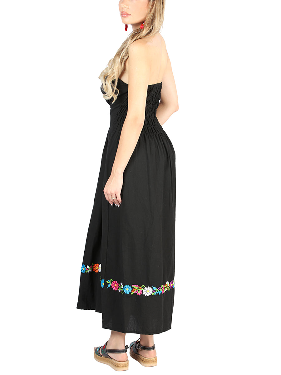 Vestido de Mujer El General Bordada Charro Artesanal en 100% Algodón Color Negro 604053
