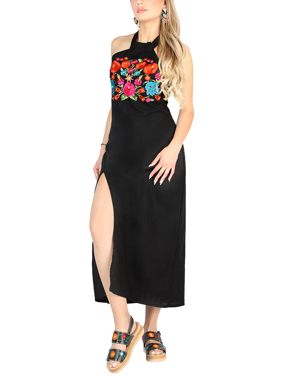 Vestido de Mujer El General Bordada Charro Artesanal en 100% Algodón Color Negro 604056