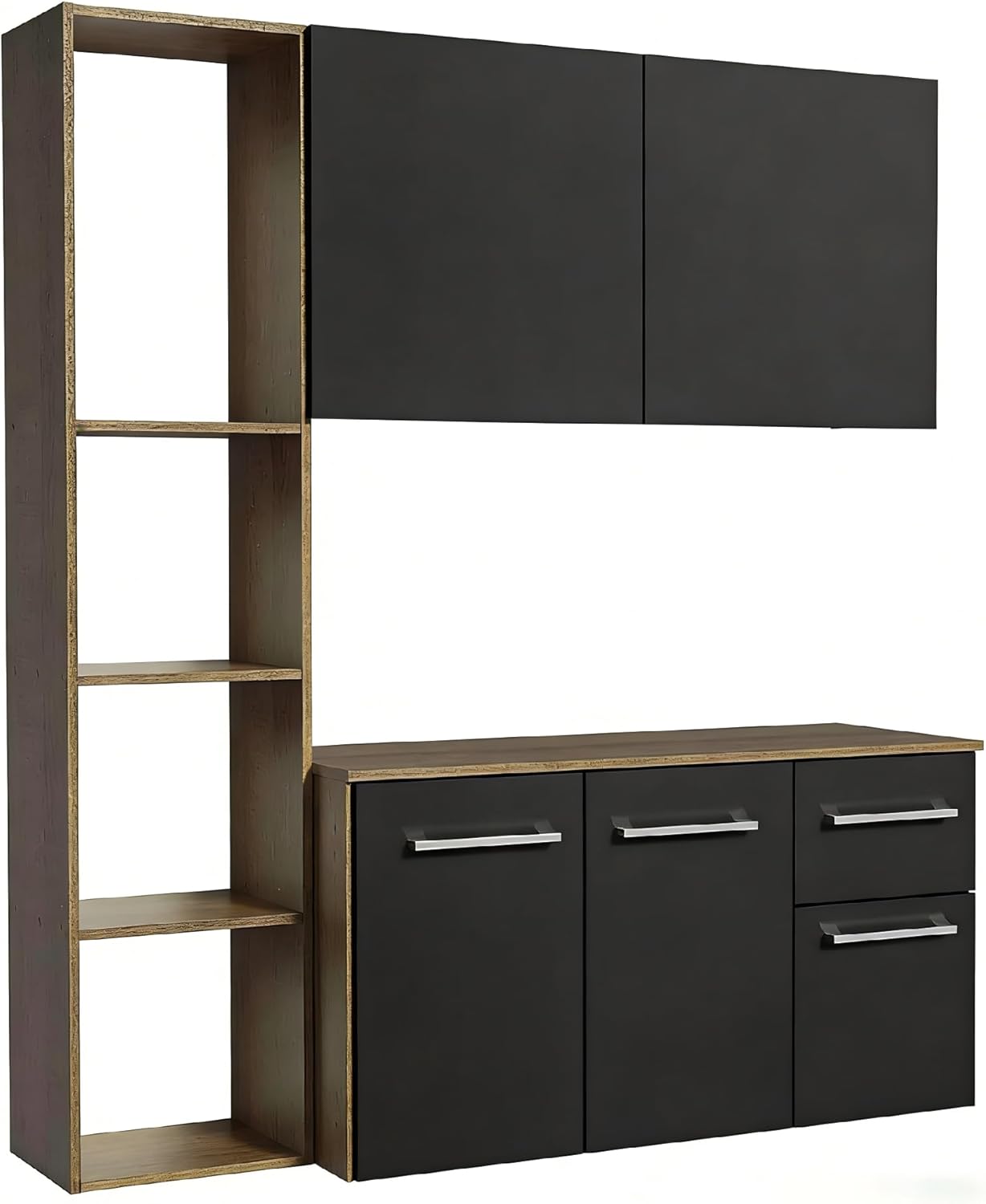 Alacena de Cocina Modular con Estantes Abiertos y Gabinetes