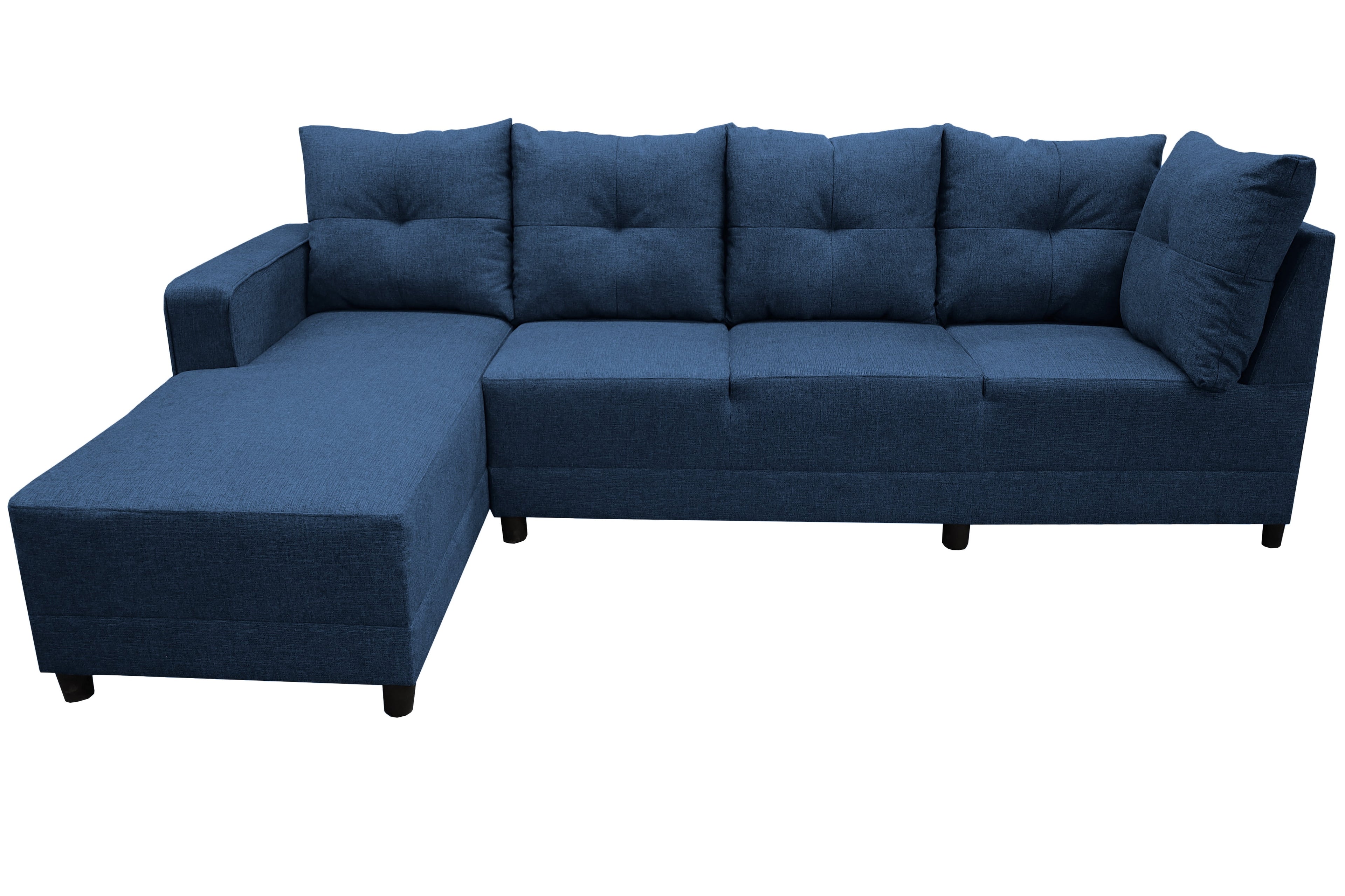 Sala Esquinera en U El Bazar Store Hera Azul marino 160x275x215 cm 4 Salas en 1 Tela Lino nacional Modular Chaise love seat sofa