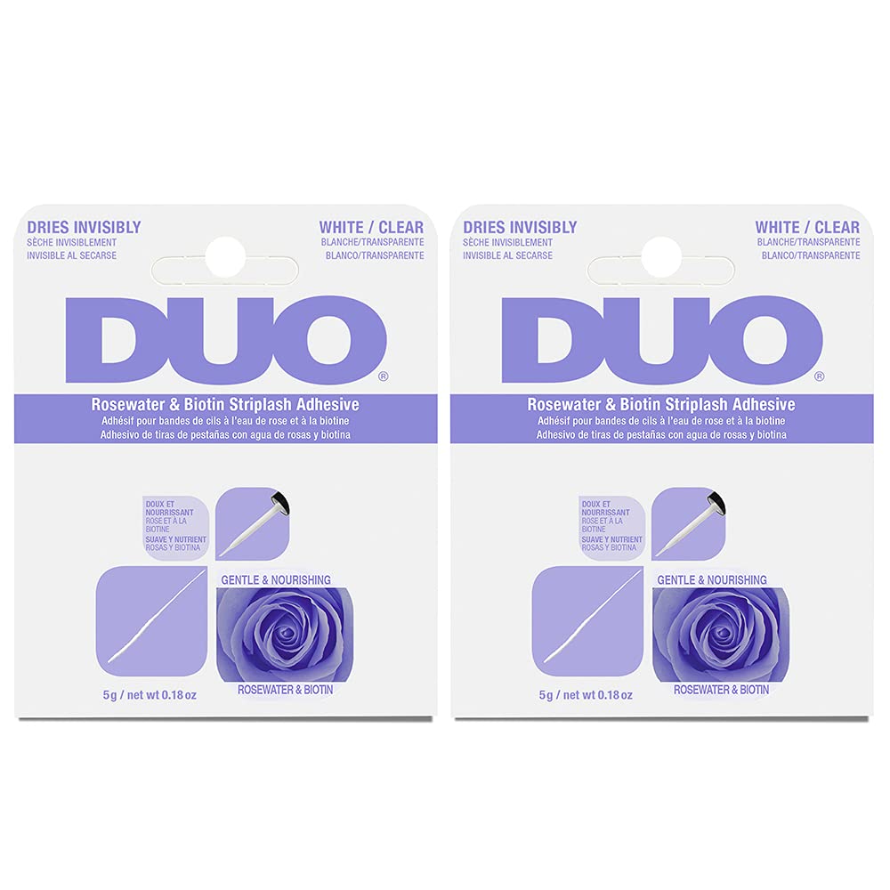DUO PEGAMENTO PARA PESTAÑAS CON AGUA DE ROSAS Y BIOTINA "White/Clear" 5g