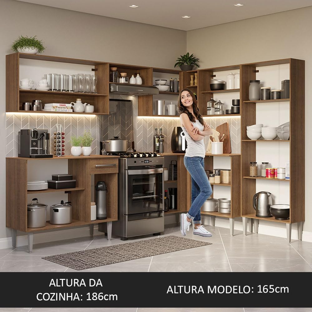 Madesa Armario Esquinero Completo 417 cm Emilly 02 - Negro/Marrón