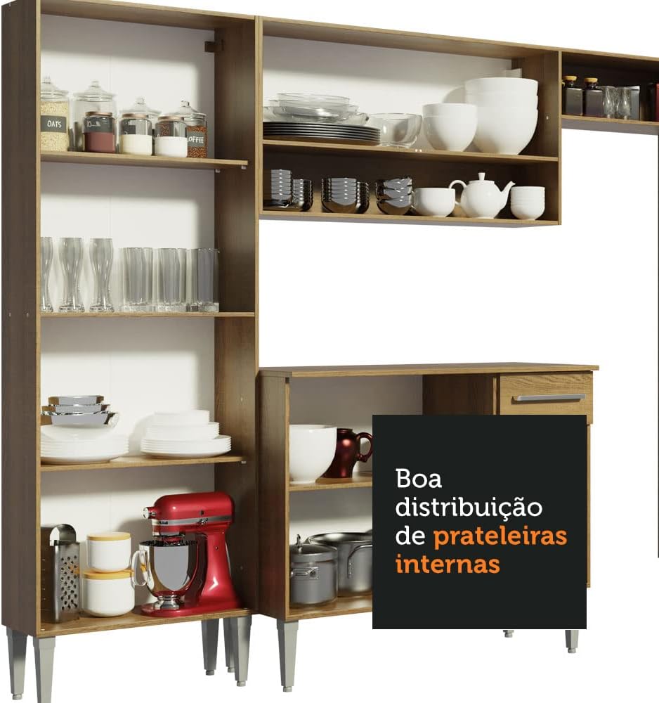 Madesa Armario Esquinero Completo 417 cm Emilly 02 - Negro/Marrón