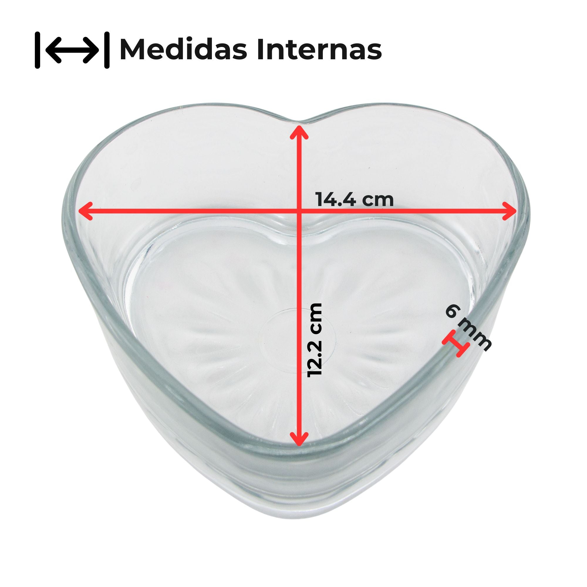 620ml - Corazon de Cristal para Velas - Frasco Transparente