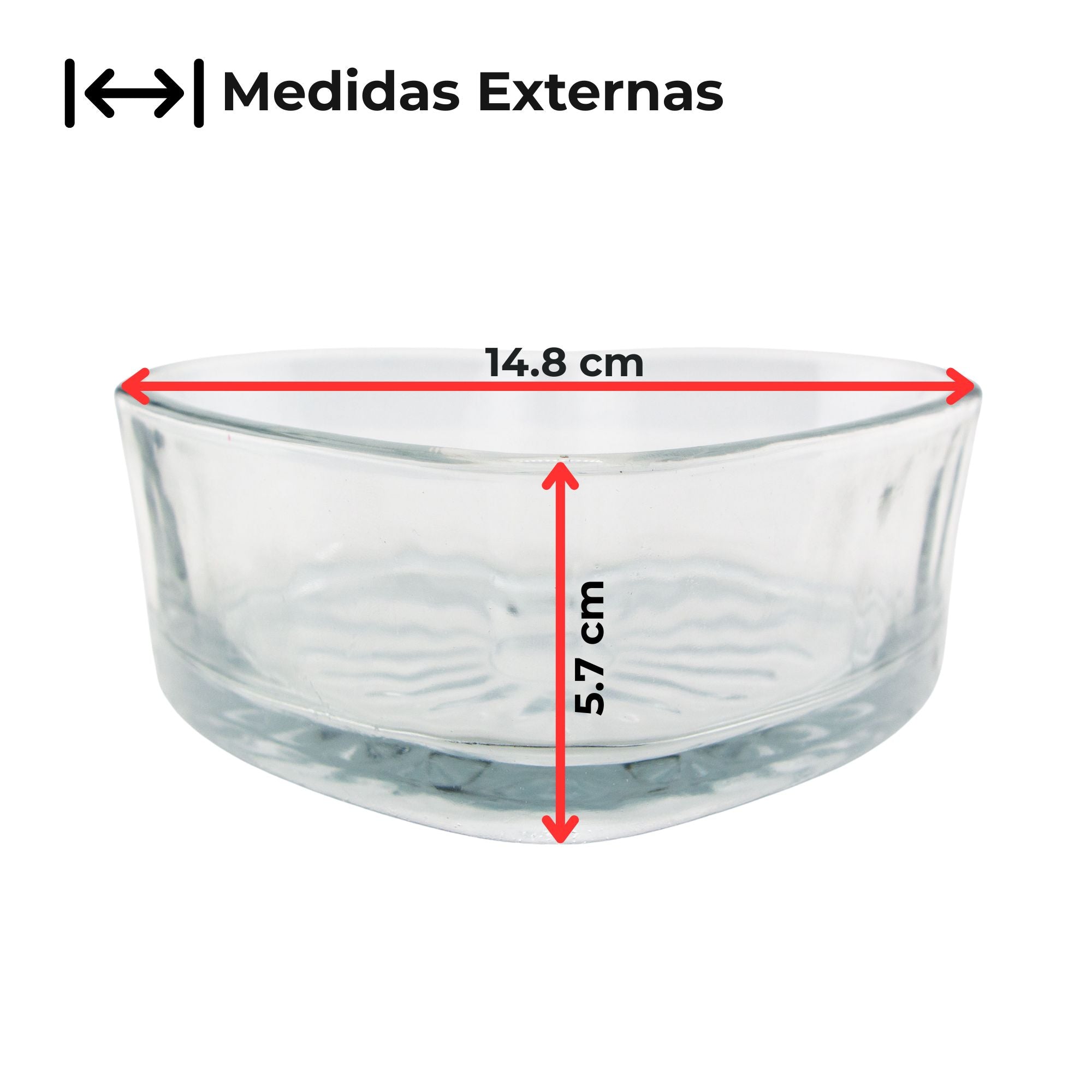 620ml - Corazon de Cristal para Velas - Frasco Transparente