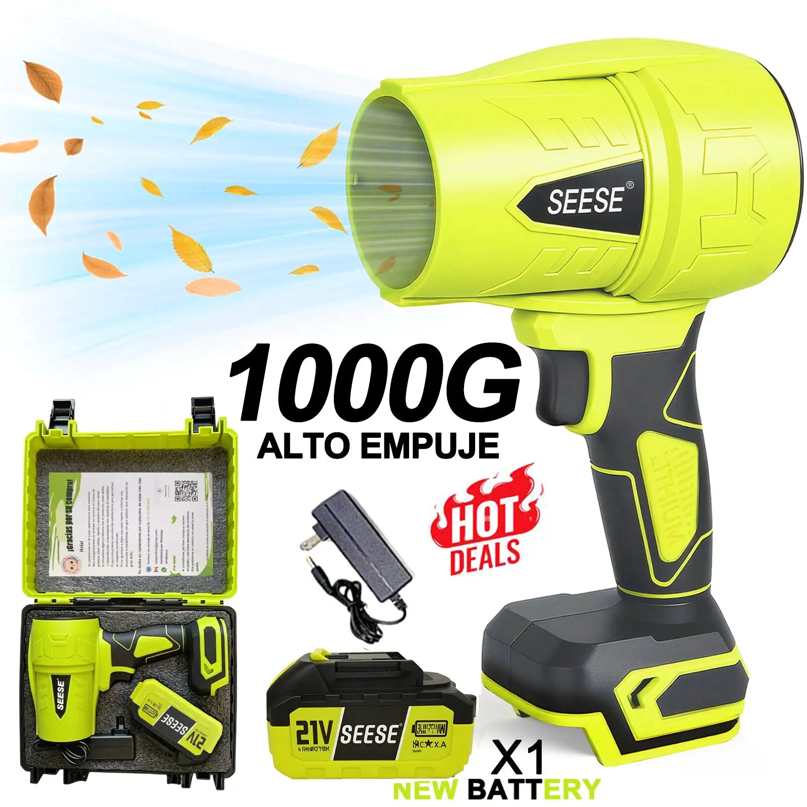 SEESE Soplador Inalámbrico Profesional Turbo Jet