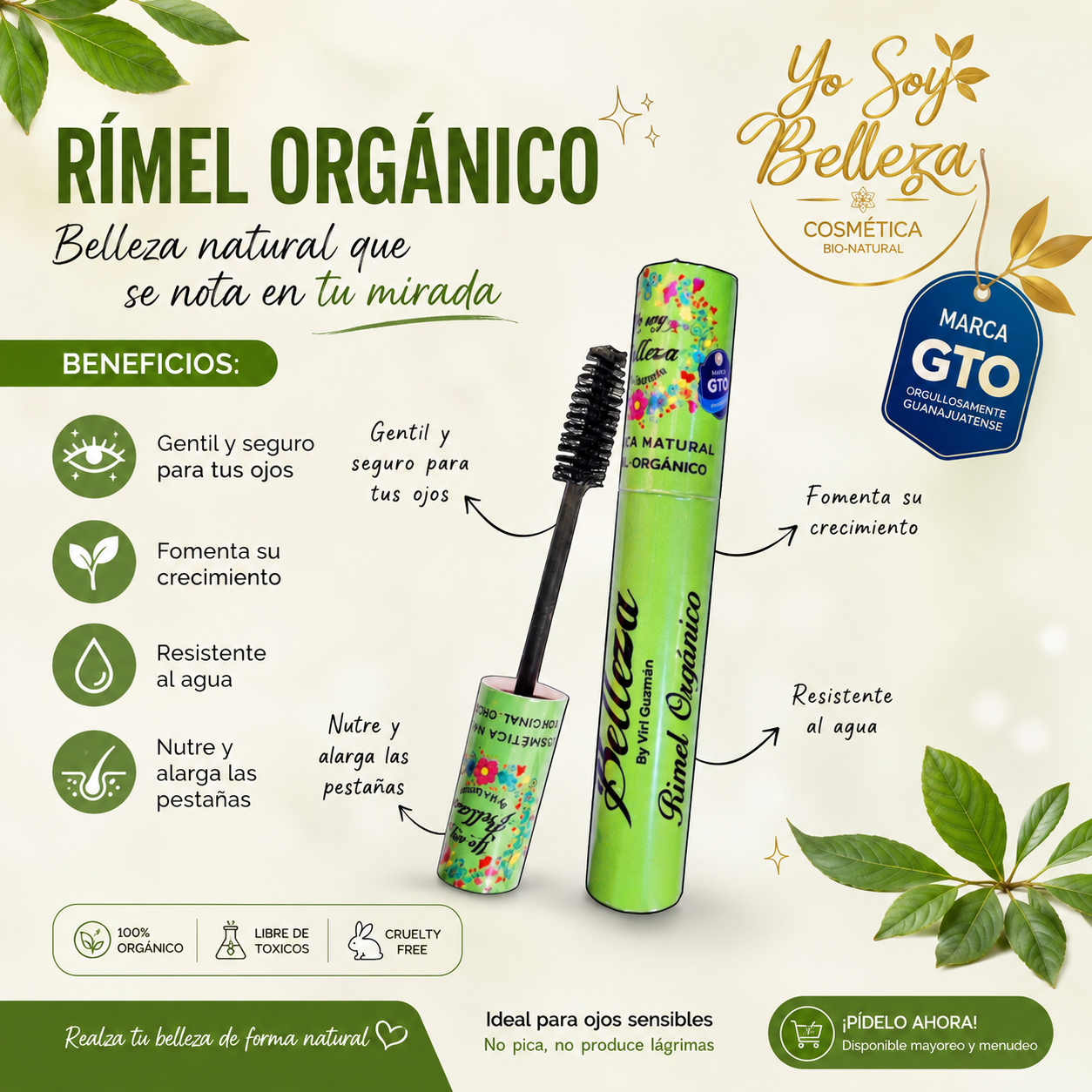 Rímel Orgánico — Máscara de Pestañas Efecto Pestañas Postizas