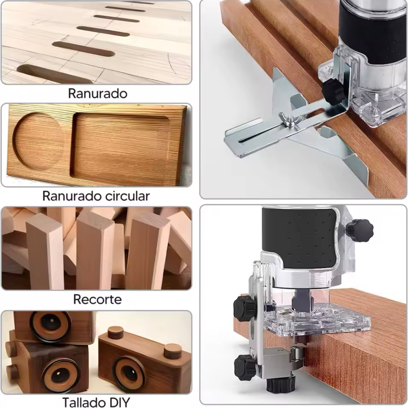 Router Fresadora para Madera 800W 30000RPM con 15 Brocas y Accesorios