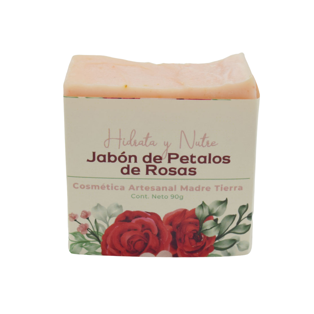 Jabón natural artesanal de pétalos de rosas 90gr.