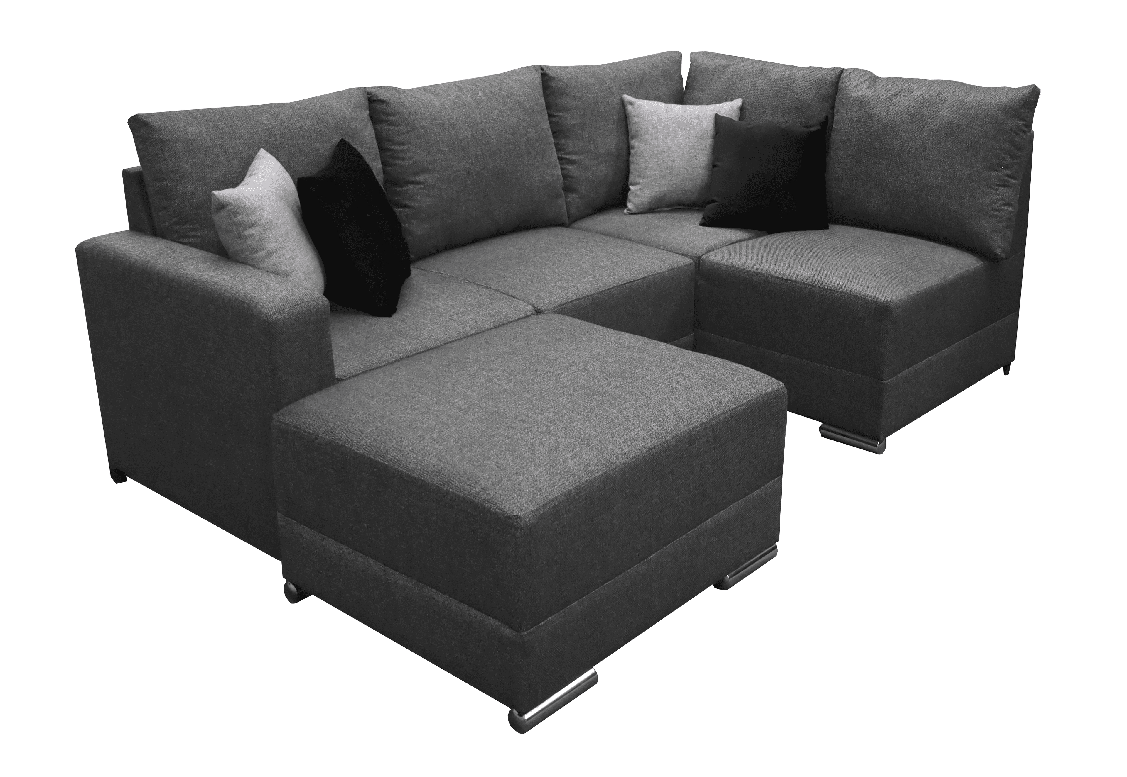 Sala Esquinera El Bazar Store Frigg Gris Oxford 230x150 cm, Tela Lino nacional, Modular