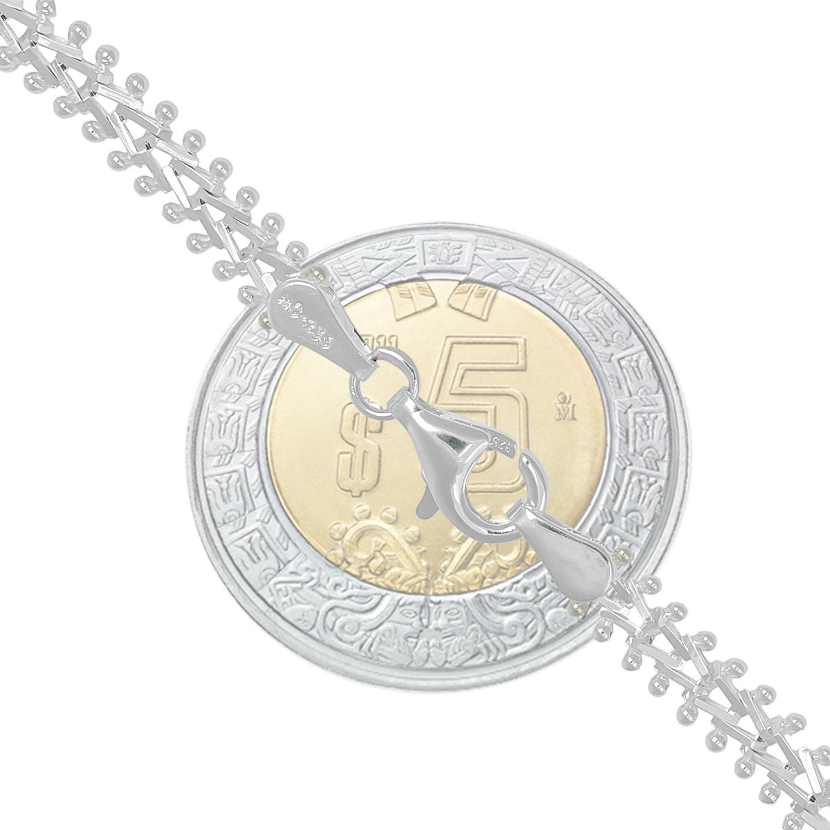 Pulsera De Plata 925 Estilo Petatillo Para Mujer Con Medalla