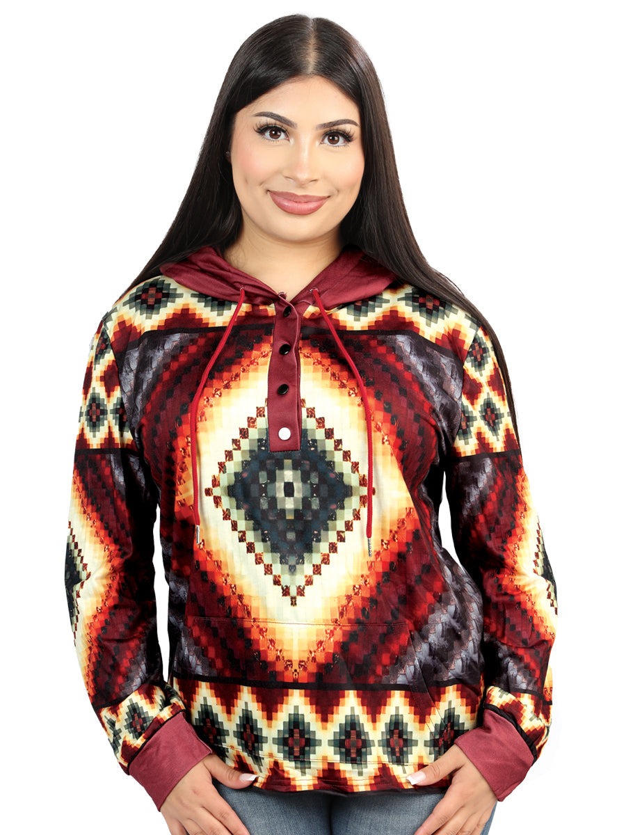 Camisa Casual de Mujer El General Western Wear SYG-2749 en Tela Color Vino 702032